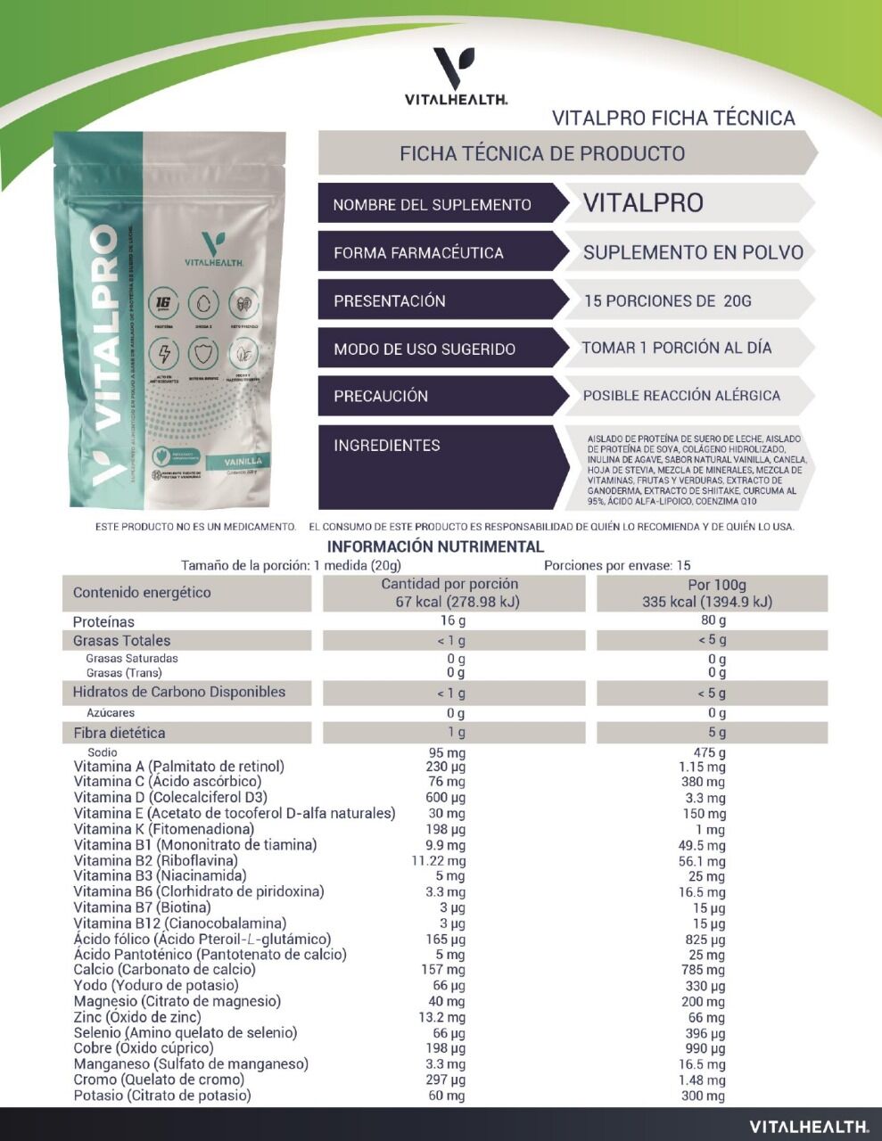 VITALPRO FICHA TECNICA