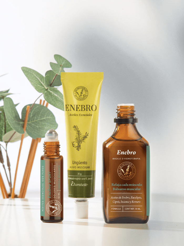 Presentaciones de Enebro Presetaciones disponibles de Enebro, crema y aceite.